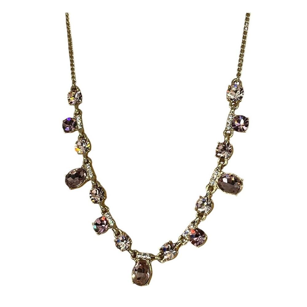 Givenchy Frontal Necklace Luxury Designer Elegant Chic Crystal Gold Tone NEW - Picture 7 of 15